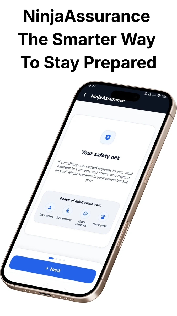 NinjaAssurance app safety net screen
